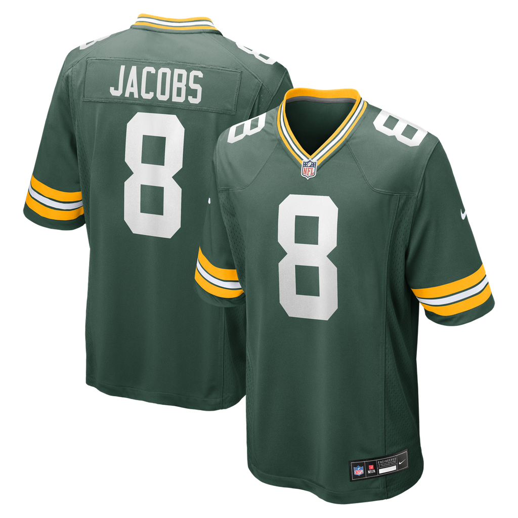 Men's Green Bay Packers Josh Jacobs Nike  Green Team Game Jersey