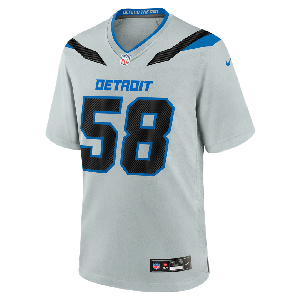 Men's Detroit Lions Penei Sewell Nike Silver 2026 Rivalries Collection Game Jersey