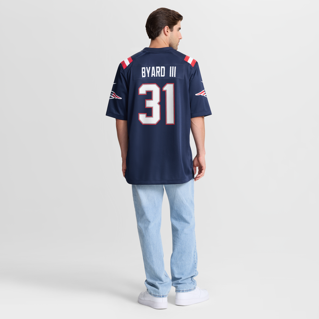Men's New England Patriots Kevin Byard III Nike Navy Team Game Jersey