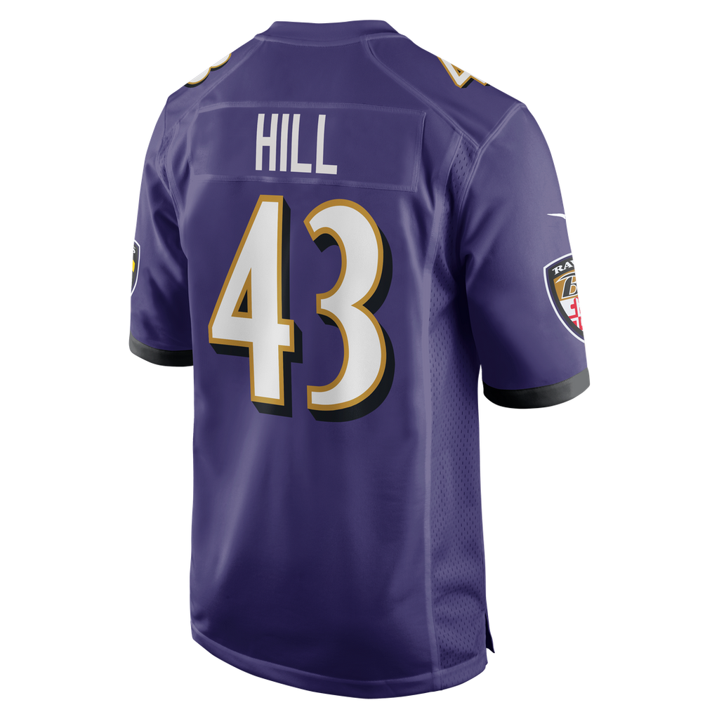 Men's Baltimore Ravens Justice Hill Nike Purple Game Jersey