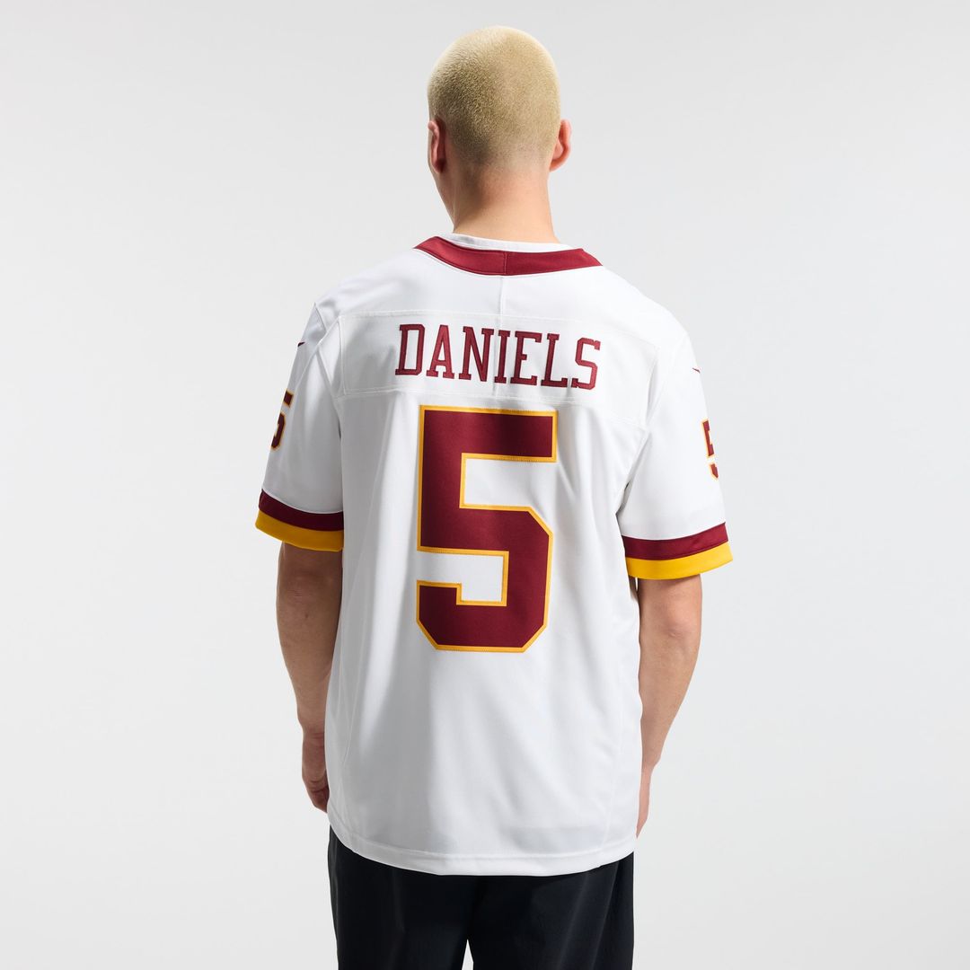 Men's Washington Commanders Jayden Daniels Nike White Vapor F.U.S.E. Stitched Limited Jersey