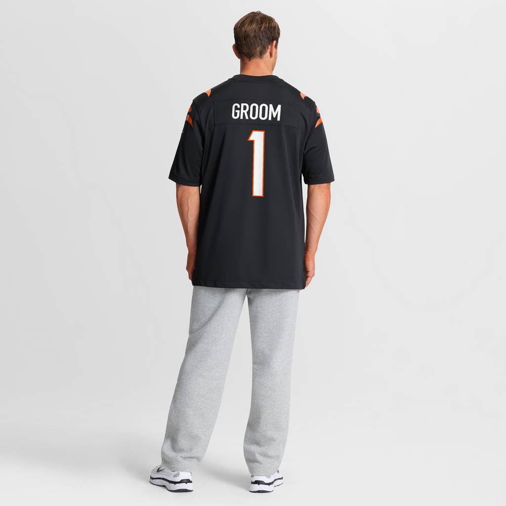 Men's Cincinnati Bengals Number 1 Groom Nike Black Game Jersey