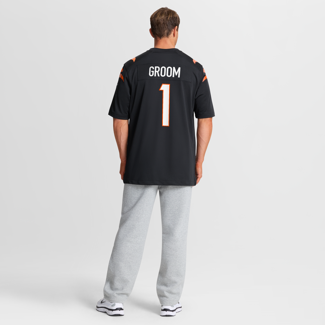 Men's Cincinnati Bengals Number 1 Groom Nike Black Game Jersey