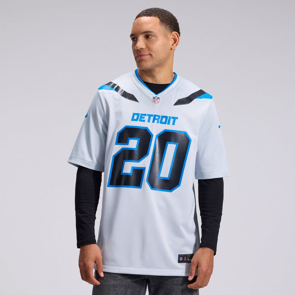 Men's Detroit Lions Barry Sanders Nike Silver 2026 Rivalries Collection Game Jersey