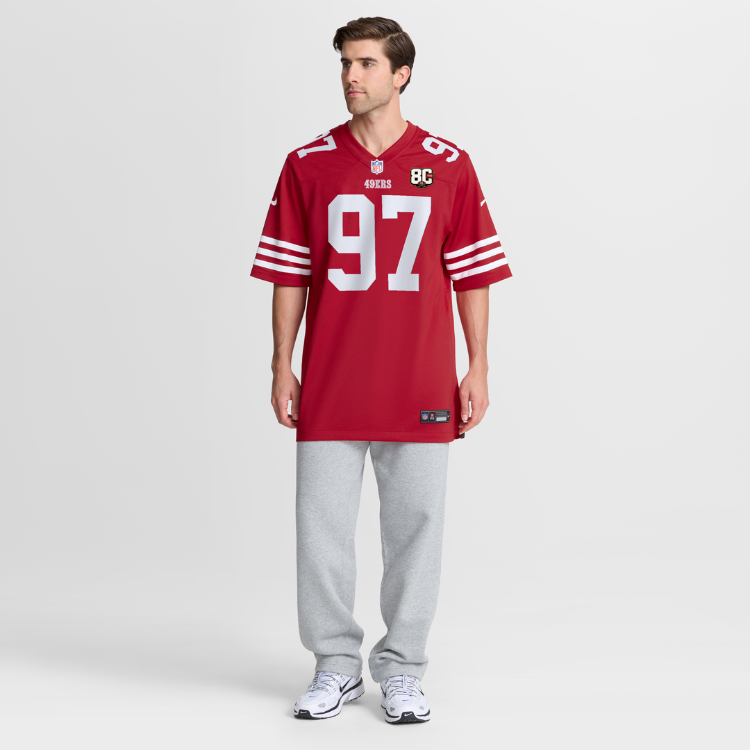Men's San Francisco 49ers Nick Bosa Nike Scarlet 80th Anniversary Game Jersey
