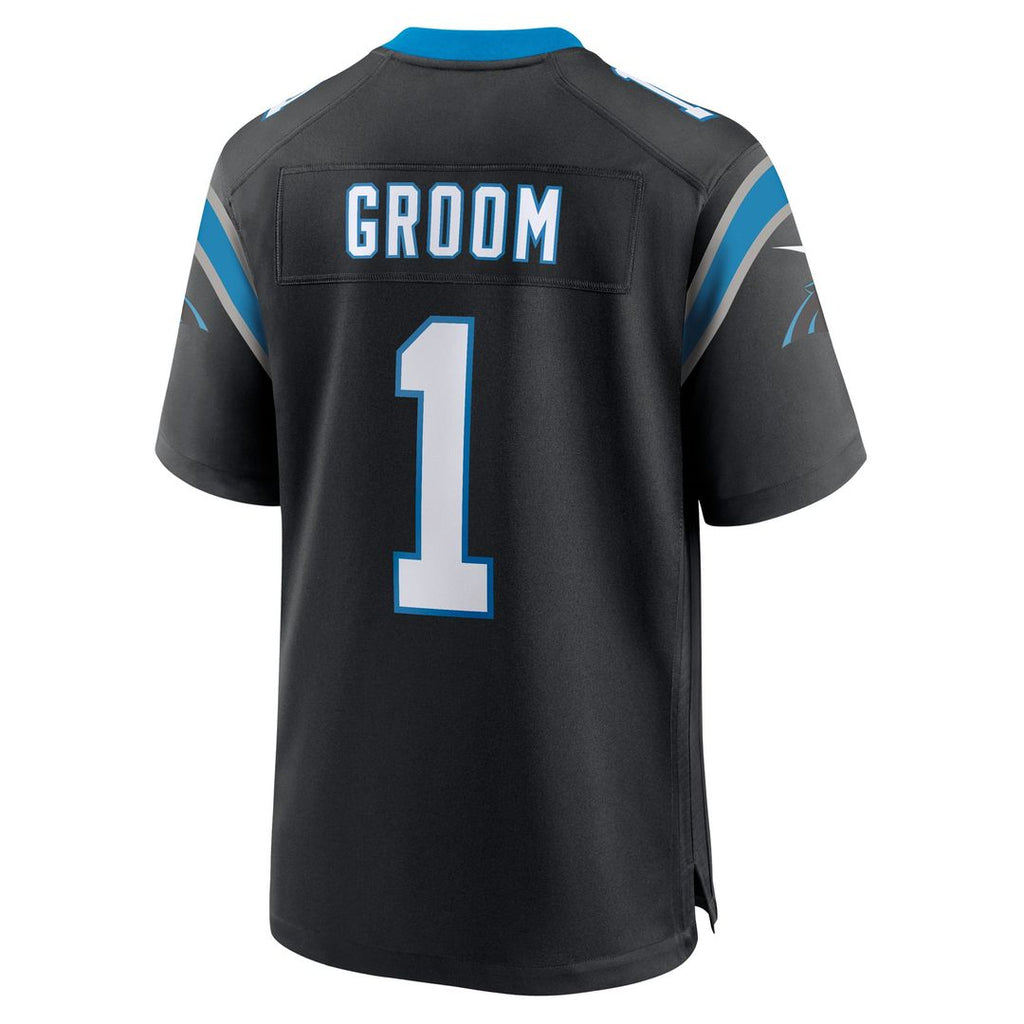 Men's Carolina Panthers Number 1 Groom Nike Black Game Jersey