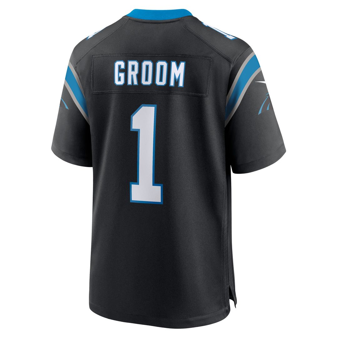 Men's Carolina Panthers Number 1 Groom Nike Black Game Jersey