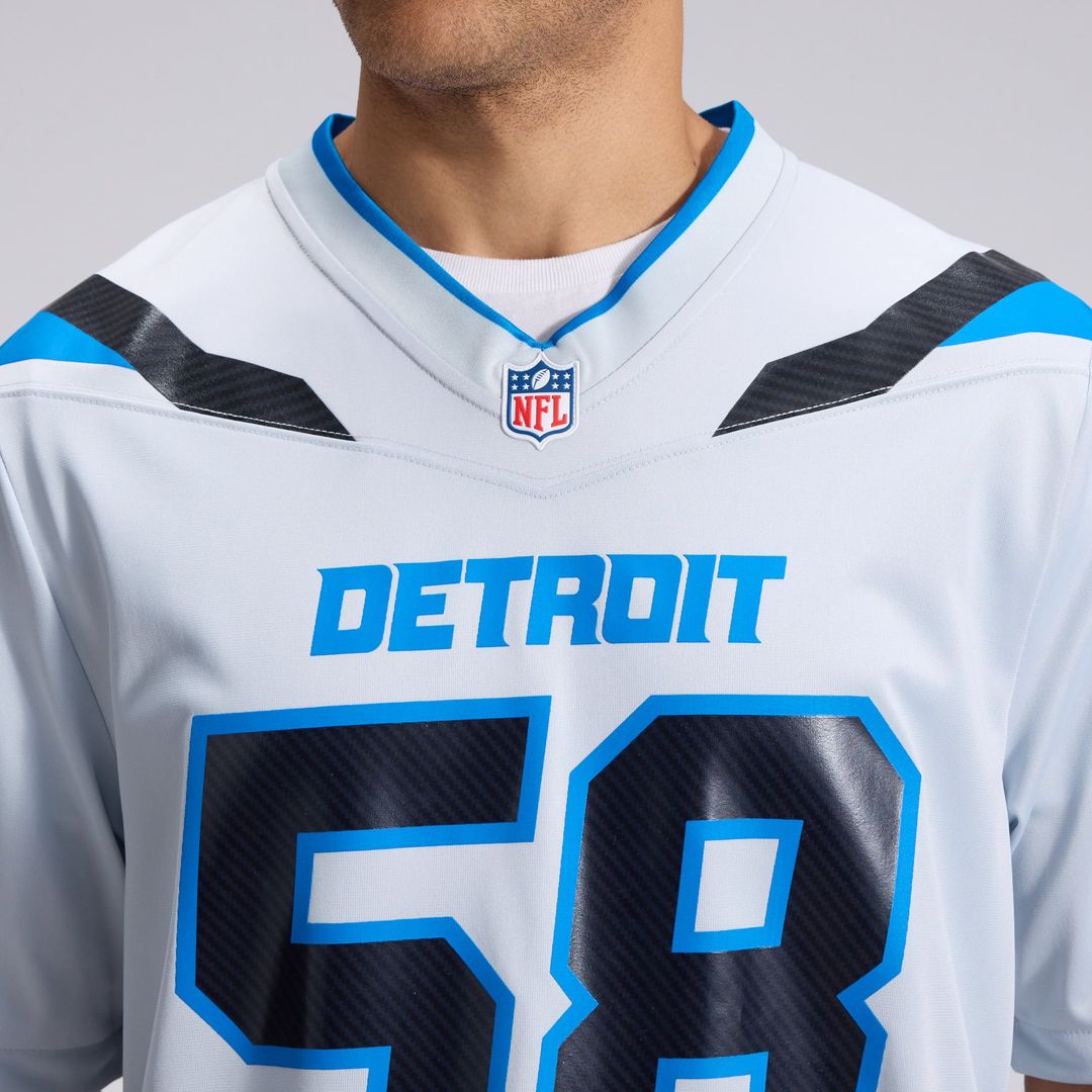 Men's Detroit Lions Penei Sewell Nike Silver 2026 Rivalries Collection Game Jersey