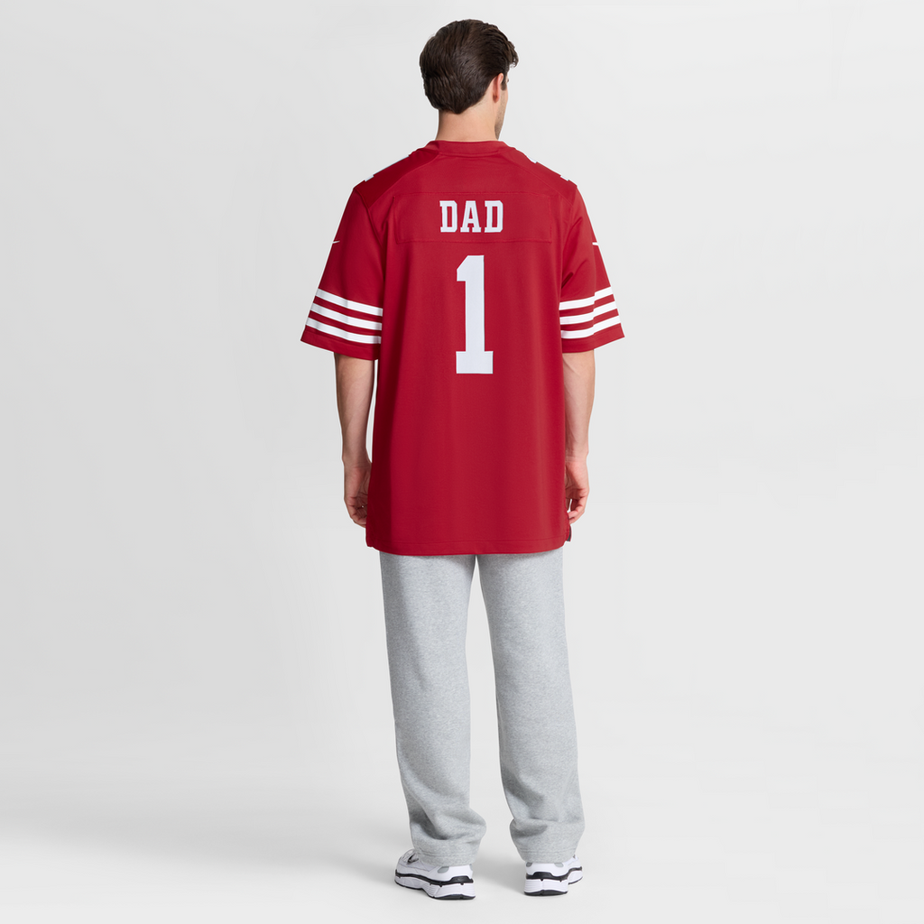 Men's San Francisco 49ers Number 1 Dad Nike Scarlet Game Jersey