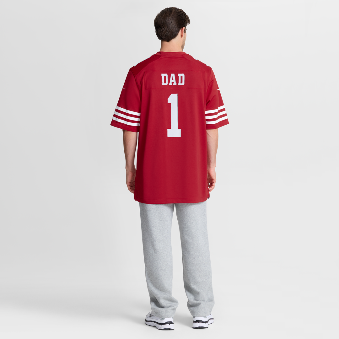Men's San Francisco 49ers Number 1 Dad Nike Scarlet Game Jersey