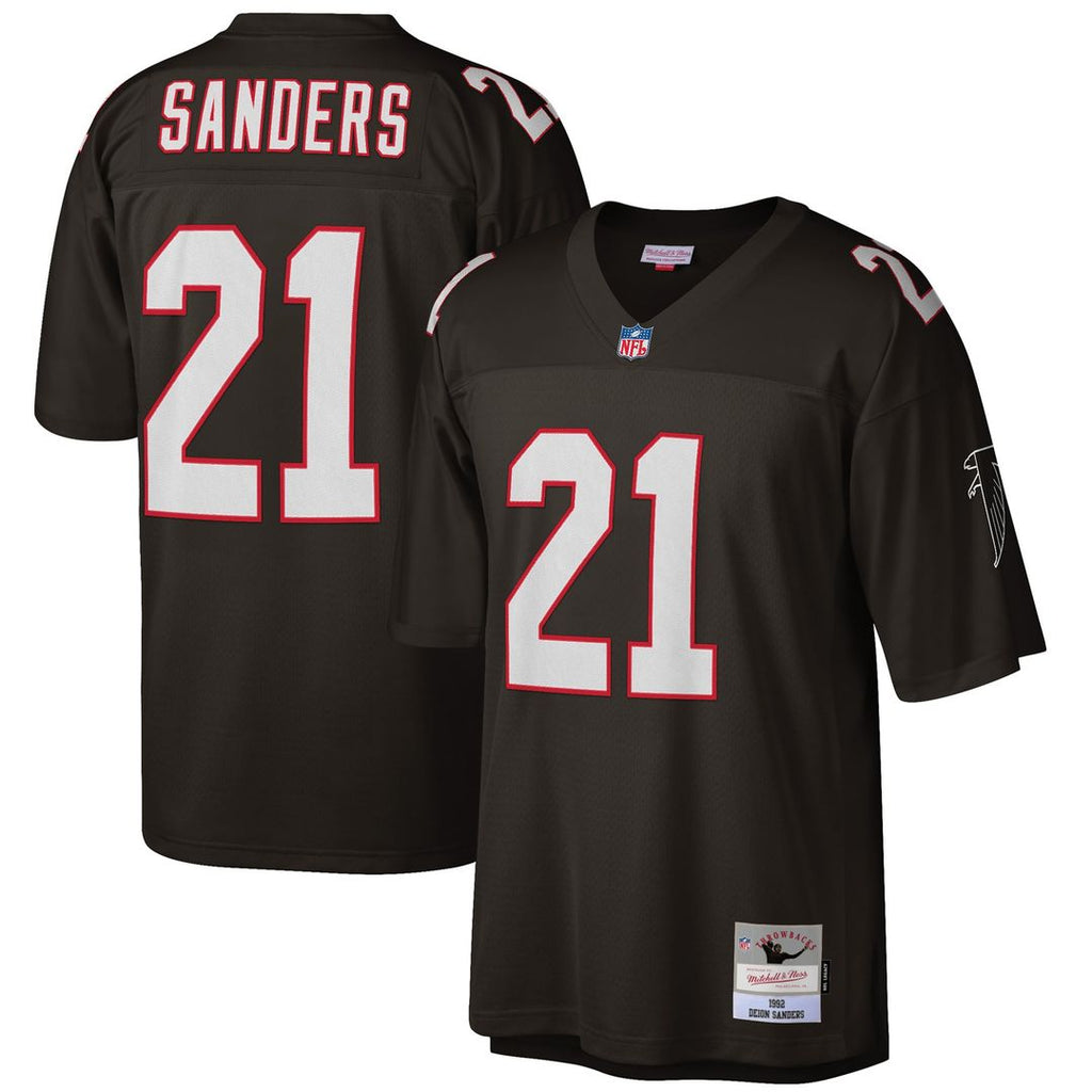 Men's Atlanta Falcons Deion Sanders Mitchell & Ness White Big & Tall 1992 Retired Player Replica Jersey