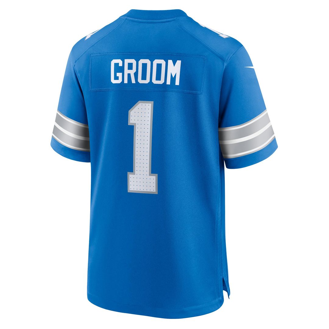 Men's Detroit Lions Number 1 Groom Nike Blue Game Jersey