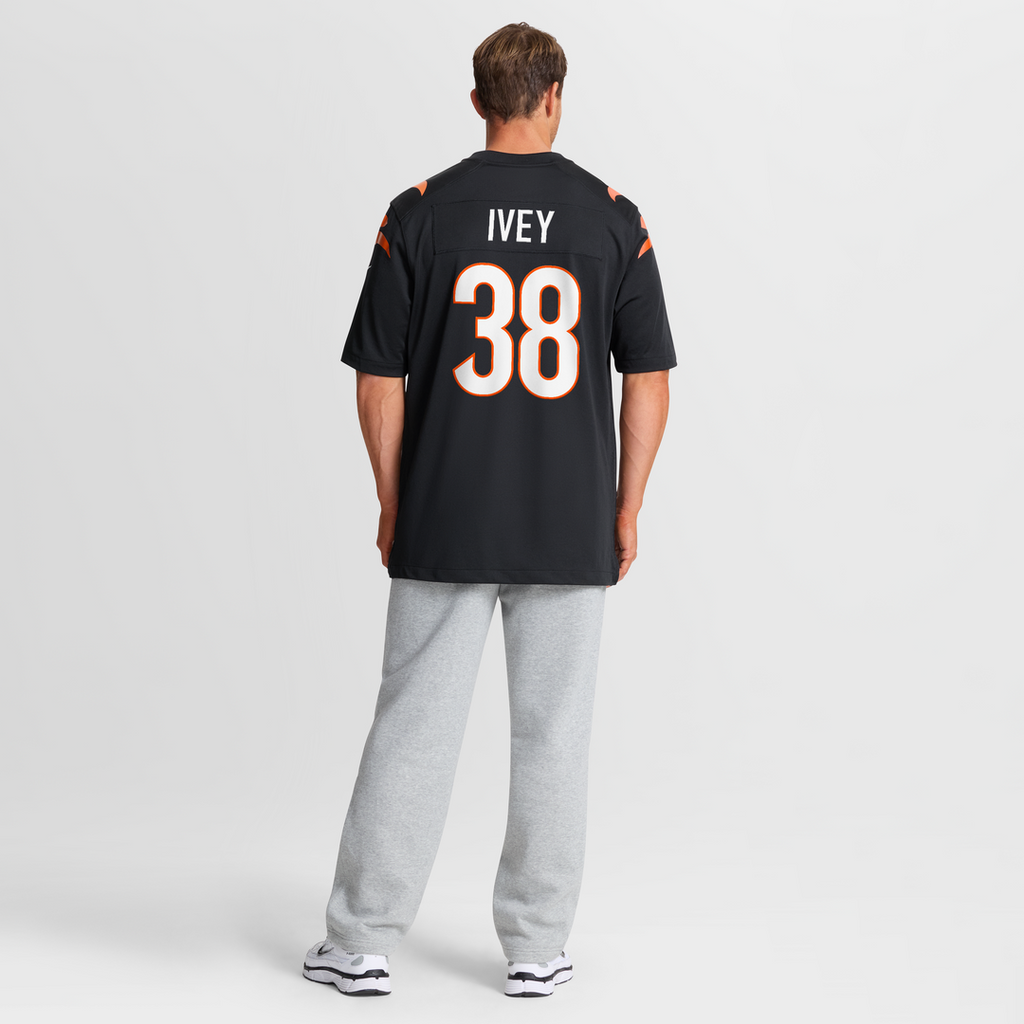 Men's Cincinnati Bengals DJ Ivey Nike  Black Team Game Jersey