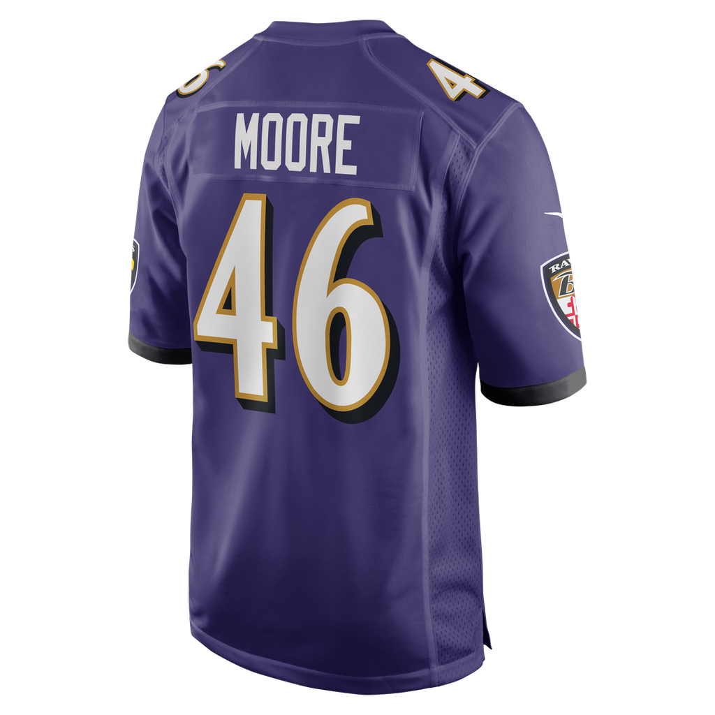 Men's Baltimore Ravens Nick Moore Nike Purple Game Jersey