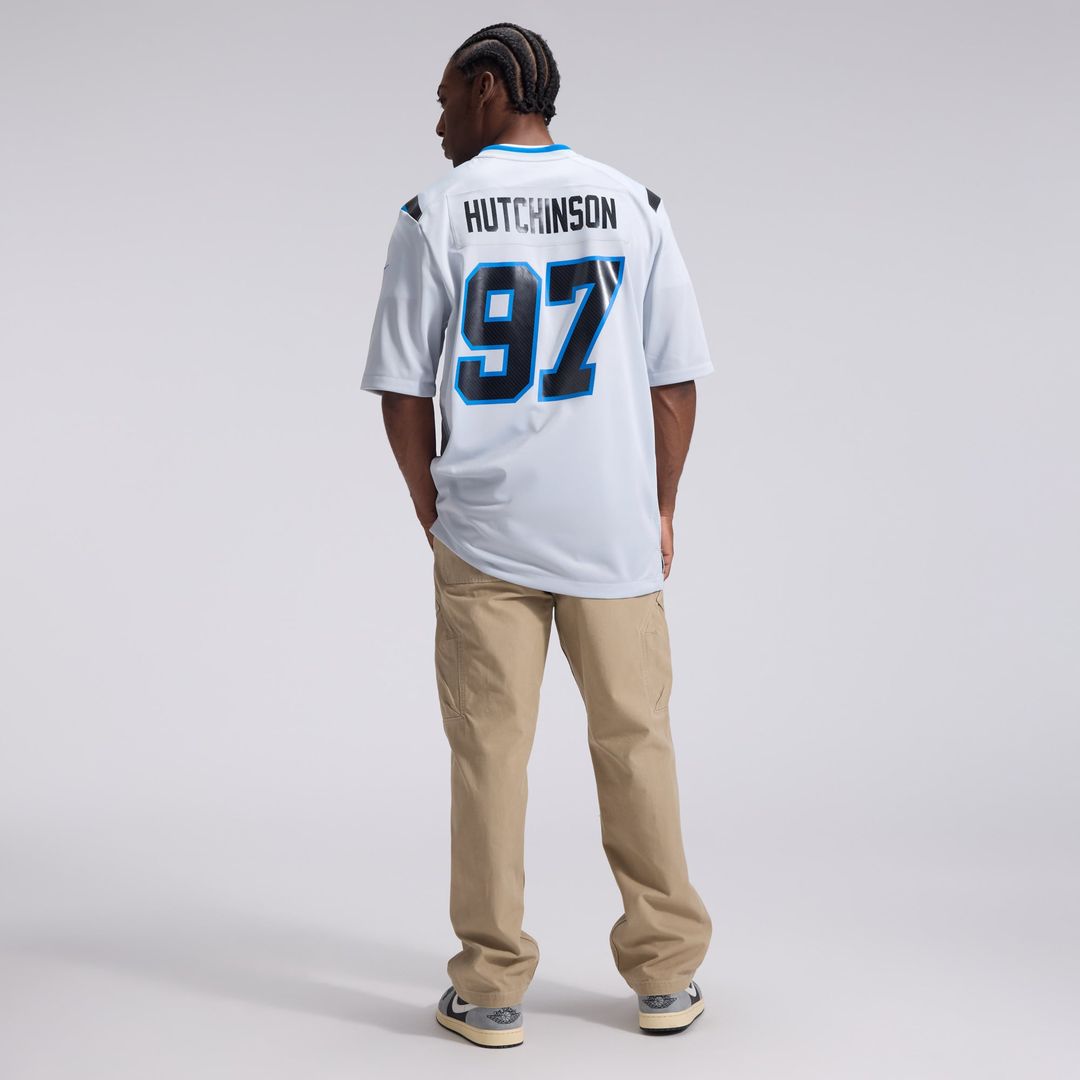Men's Detroit Lions Aidan Hutchinson Nike Silver 2026 Rivalries Collection Game Jersey