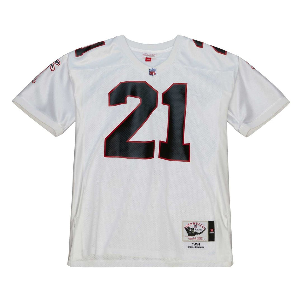 Men's Atlanta Falcons 1991 Deion Sanders Mitchell & Ness White Authentic Throwback Retired Player Jersey