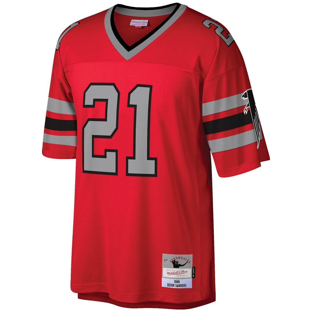 Men's Atlanta Falcons Deion Sanders Mitchell & Ness Red Legacy Replica Jersey