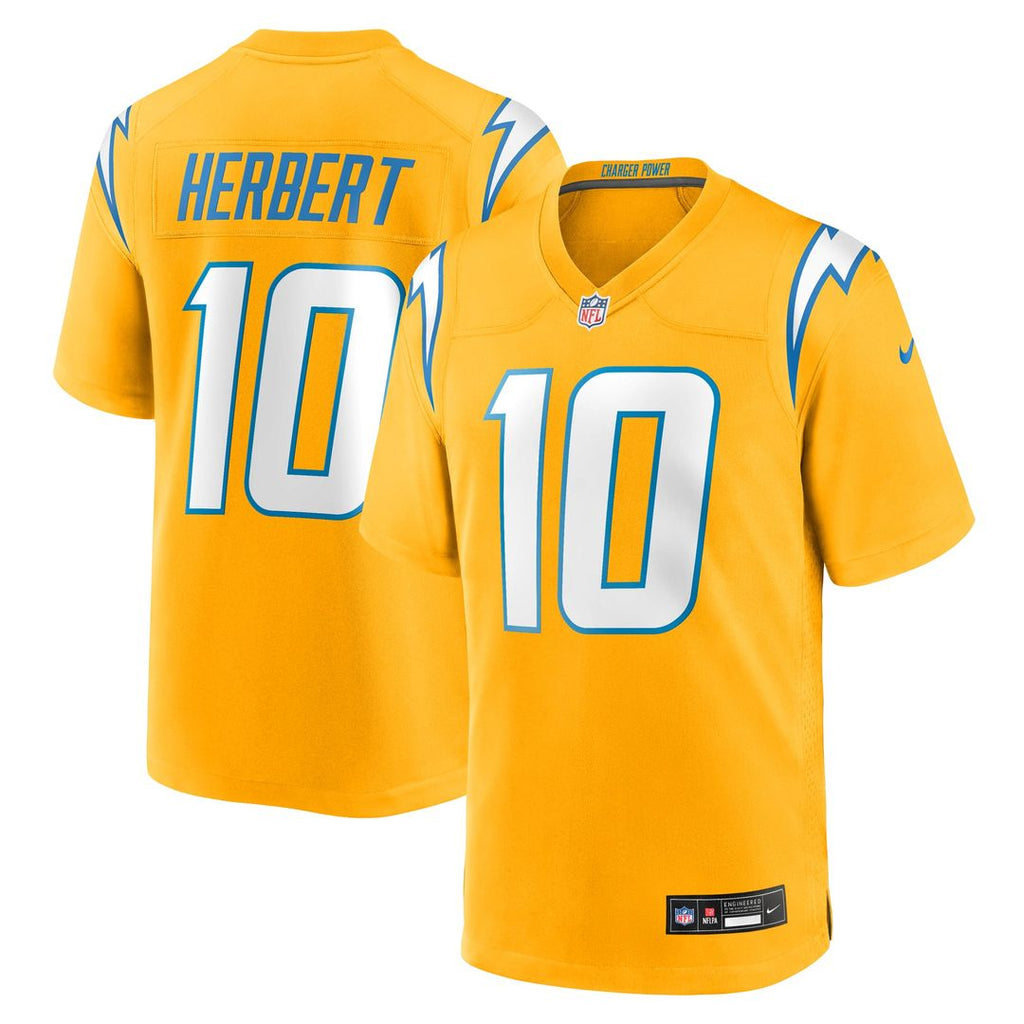 Men's Los Angeles Chargers Justin Herbert Nike Gold Alternate Charger Power Game Player Jersey