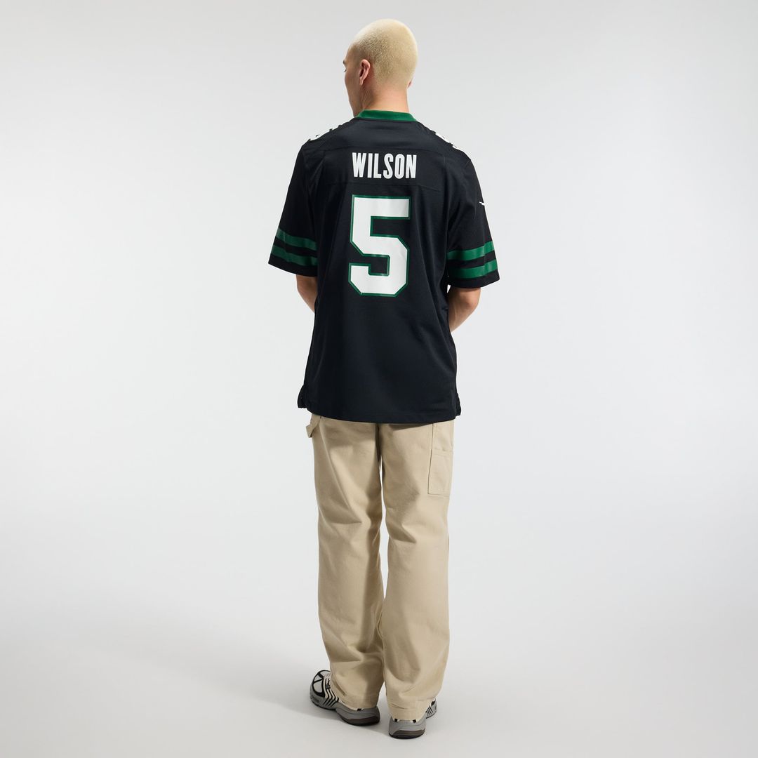 Men's New York Jets Garrett Wilson Nike Legacy Black Alternate Game Jersey
