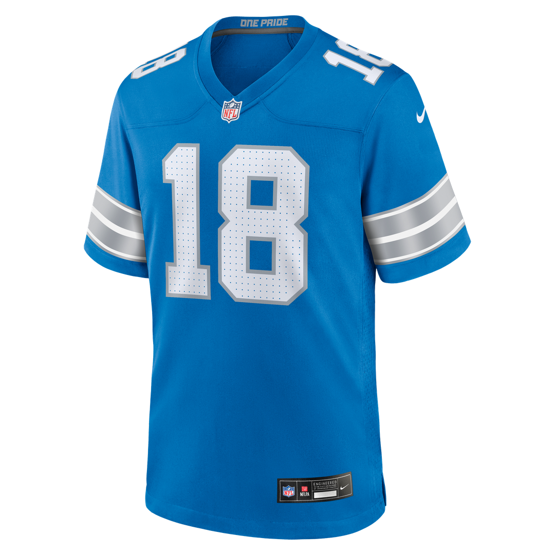 Men's Detroit Lions Isaac TeSlaa Nike Blue Game Player Jersey