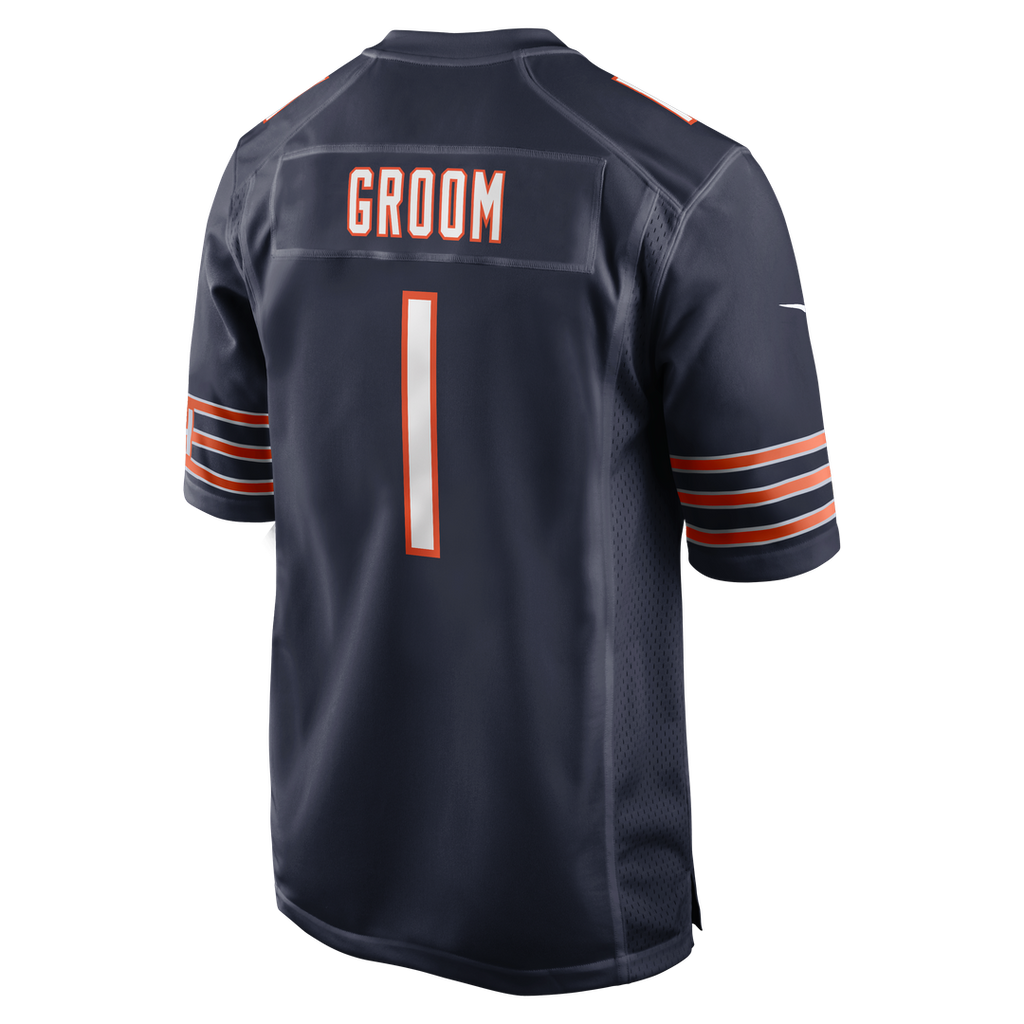 Men's Chicago Bears Number 1 Groom Nike Navy Game Jersey