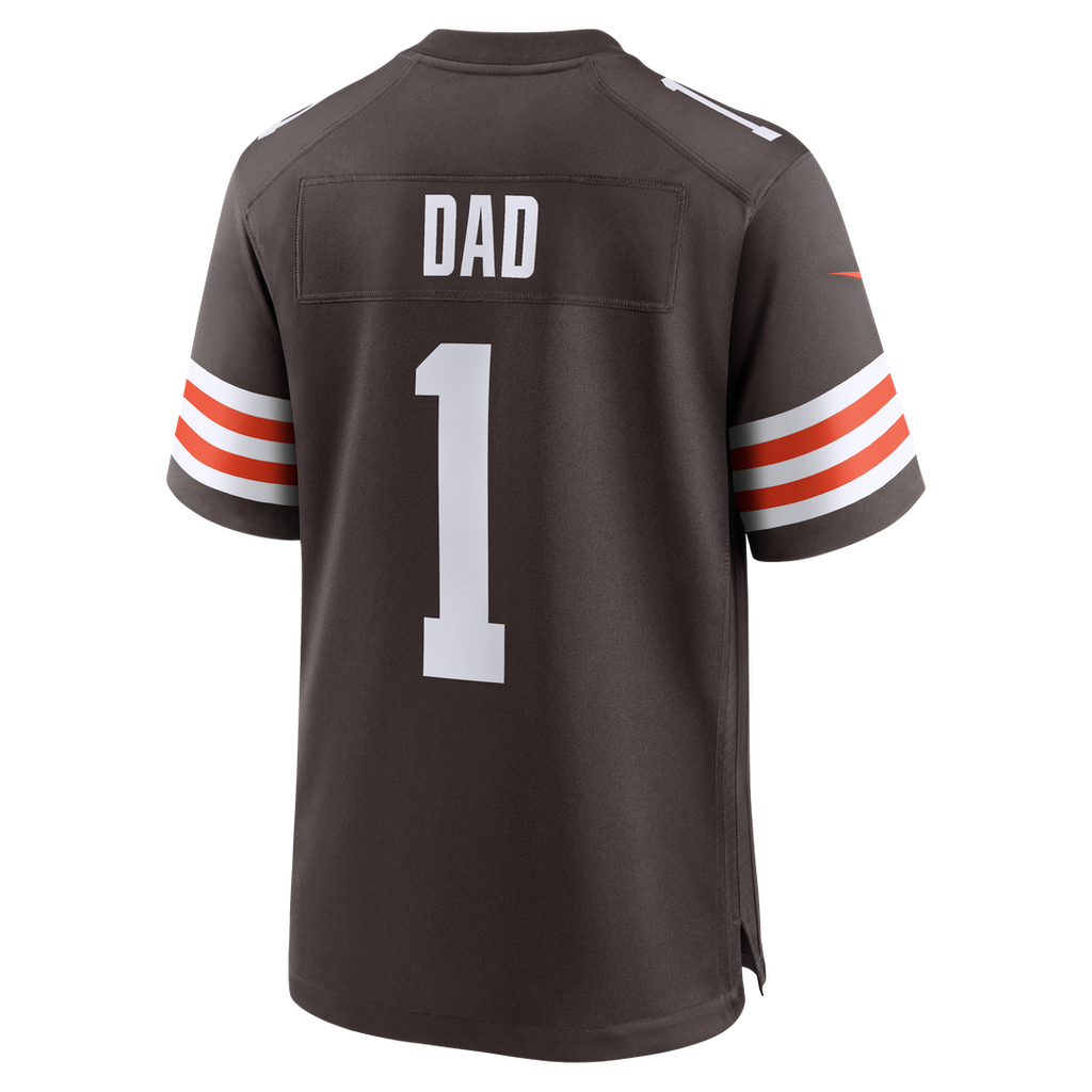 Men's Cleveland Browns Number 1 Dad Nike Brown Game Jersey