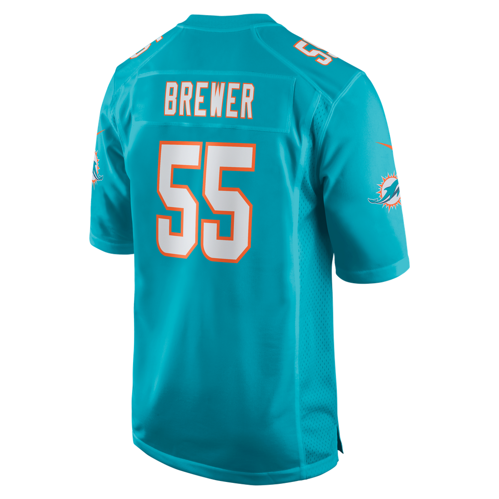 Men's Miami Dolphins Aaron Brewer Nike  Aqua  Game Jersey