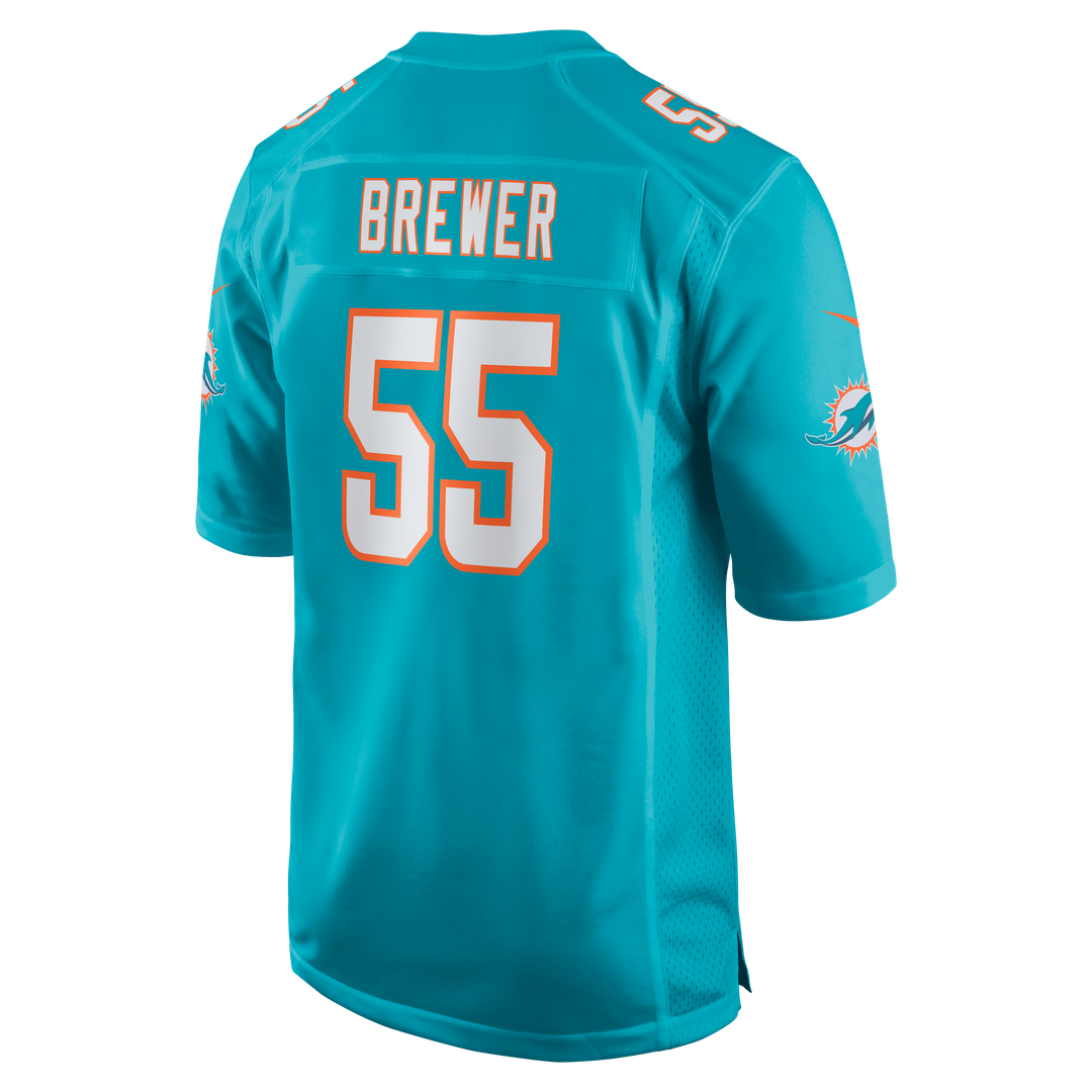 Men's Miami Dolphins Aaron Brewer Nike  Aqua  Game Jersey