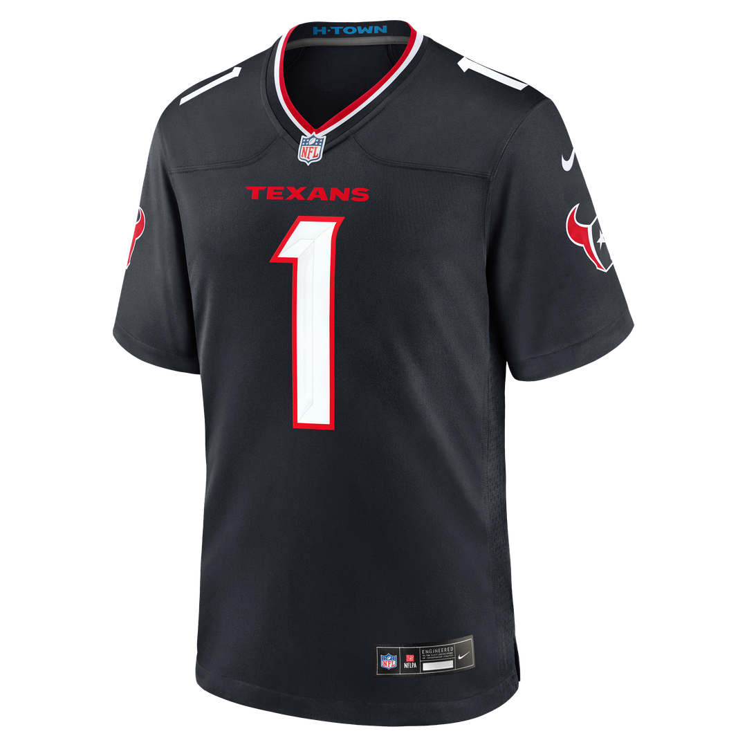 Men's Houston Texans Number 1 Groom Nike Navy Game Jersey