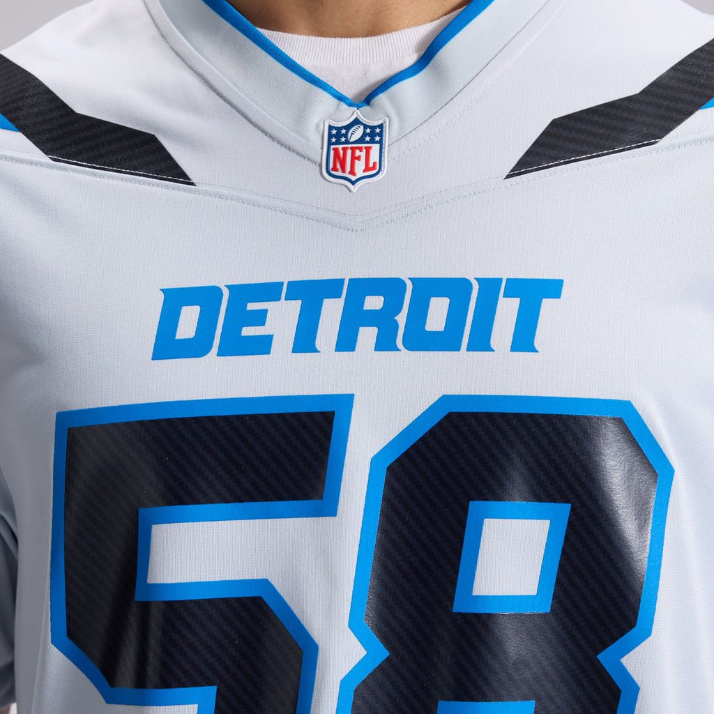 Men's Detroit Lions Penei Sewell Nike Silver 2026 Rivalries Collection Game Jersey