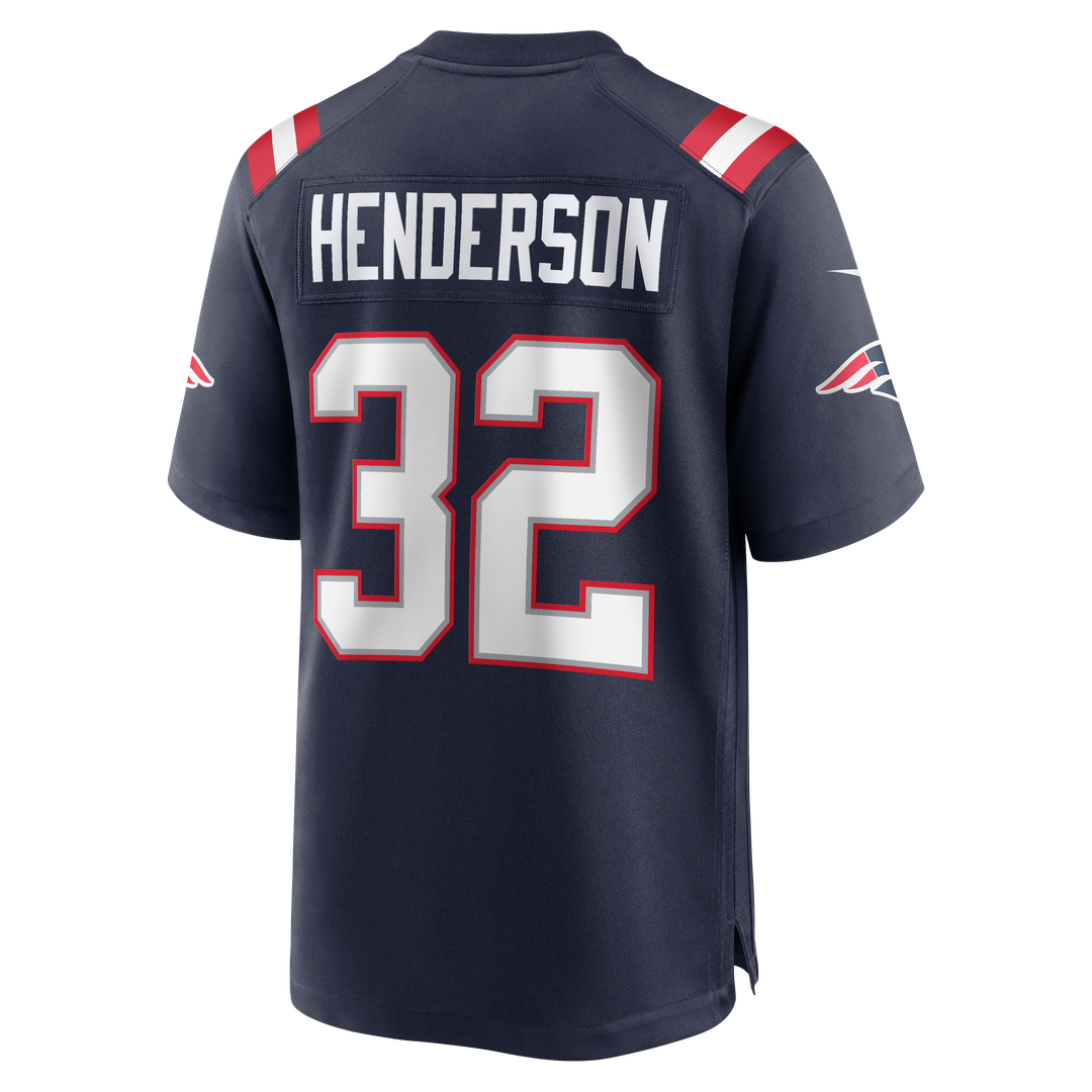 Men's New England Patriots TreVeyon Henderson Nike Navy 2025 NFL Draft Game Jersey