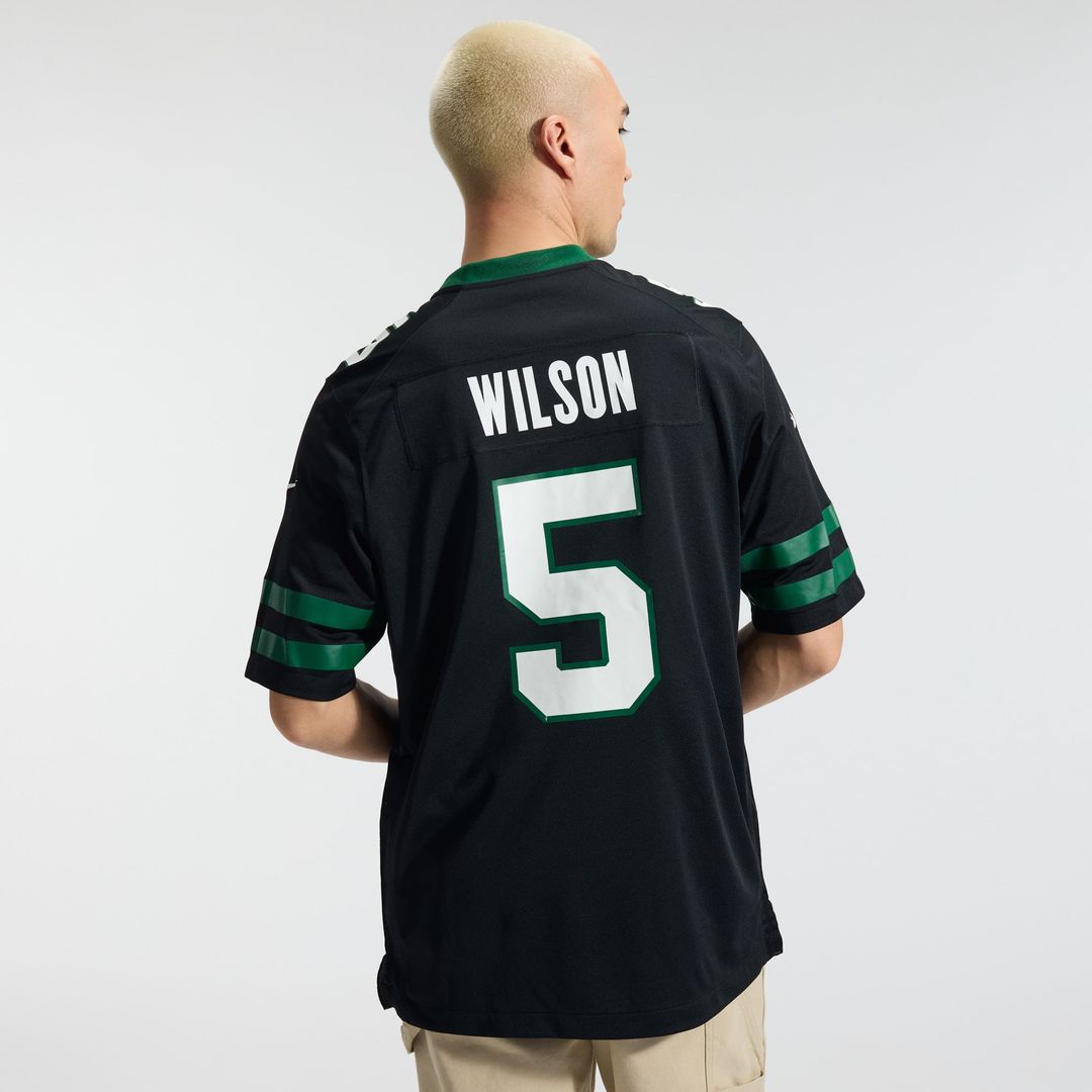 Men's New York Jets Garrett Wilson Nike Legacy Black Alternate Game Jersey