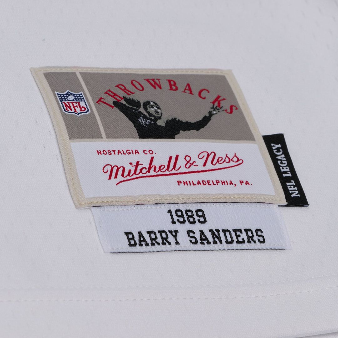 Men's Detroit Lions Barry Sanders Mitchell & Ness White 1989 Legacy Replica Player Jersey