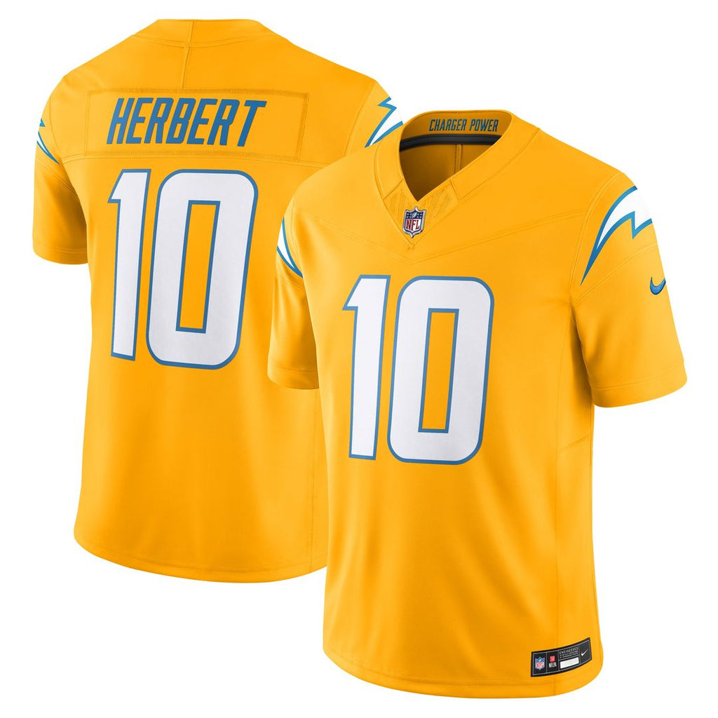 Men's Los Angeles Chargers Justin Herbert Nike Gold Alternate Charger Power Vapor F.U.S.E. Limited Jersey