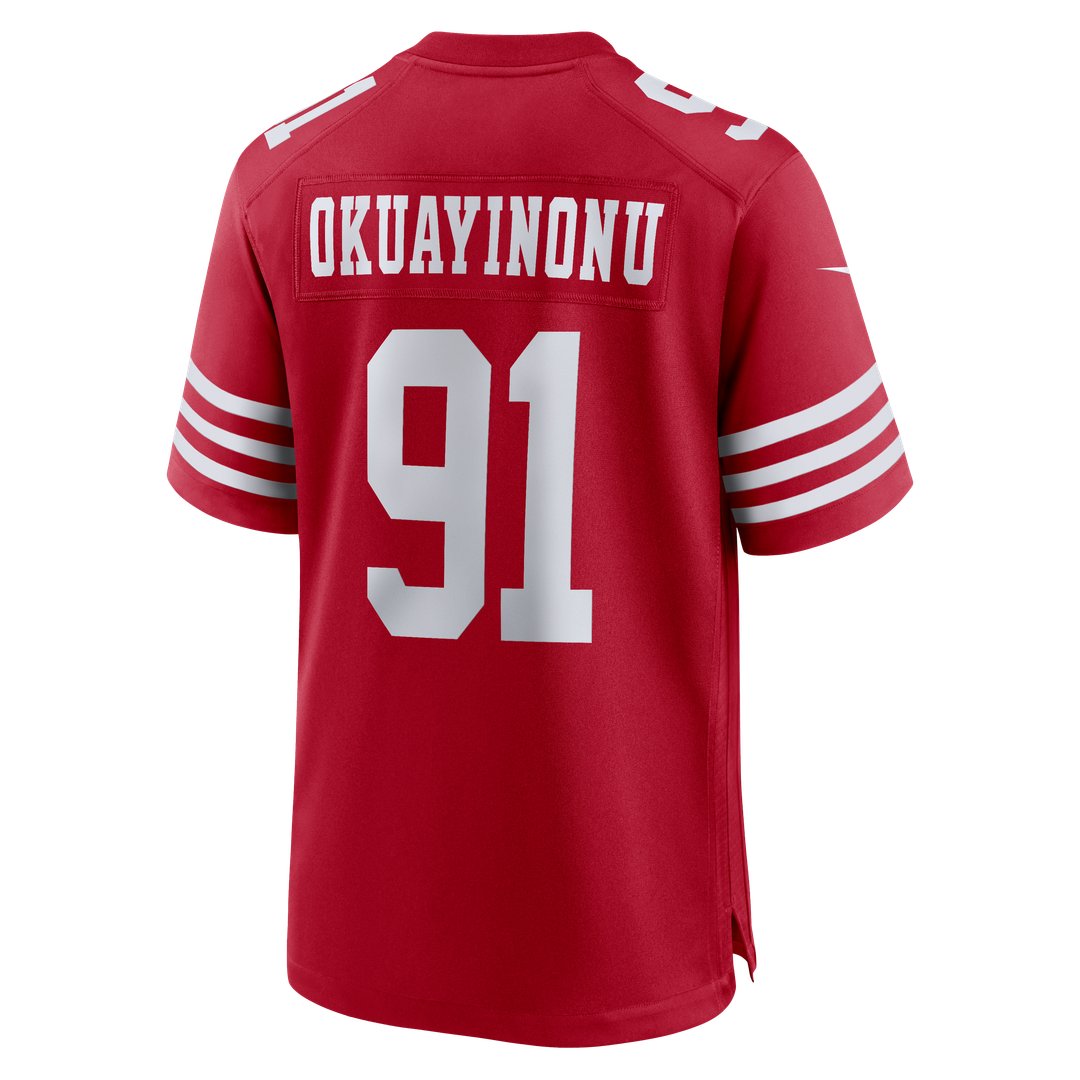 Men's San Francisco 49ers Sam Okuayinonu Nike  Scarlet Team Game Jersey