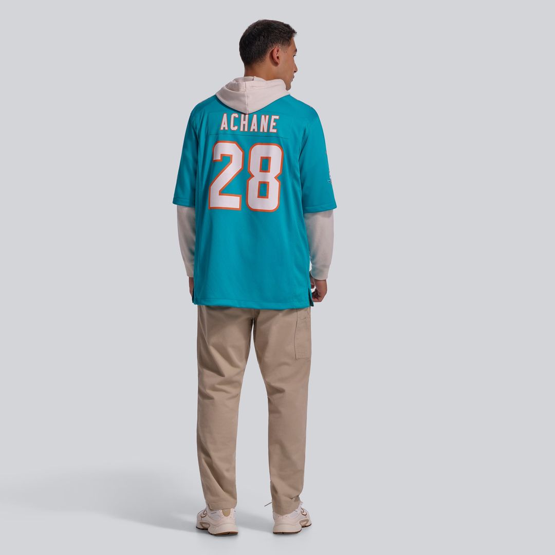 Men's Miami Dolphins De’Von Achane Nike Aqua Player Game Jersey