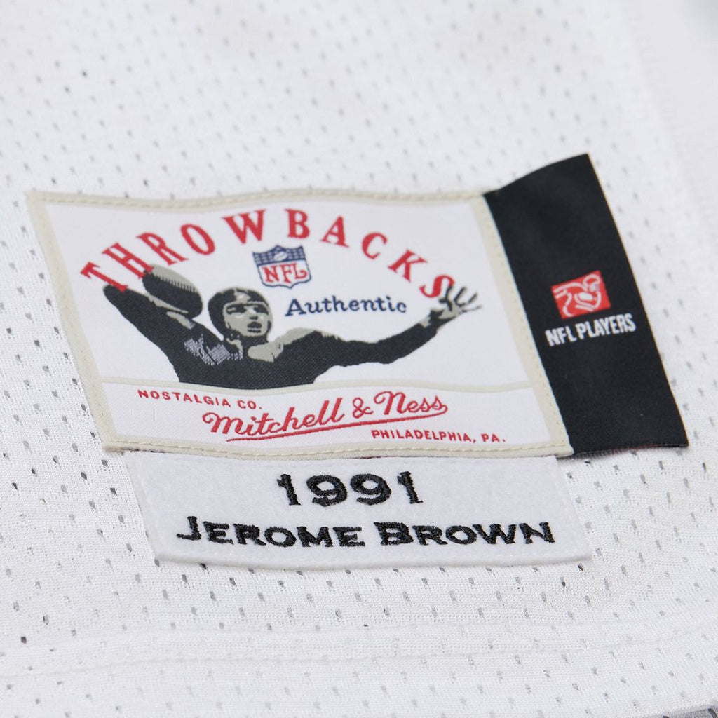 Men's Philadelphia Eagles Jerome Brown Mitchell & Ness White 1991 Authentic Throwback Retired Player Jersey