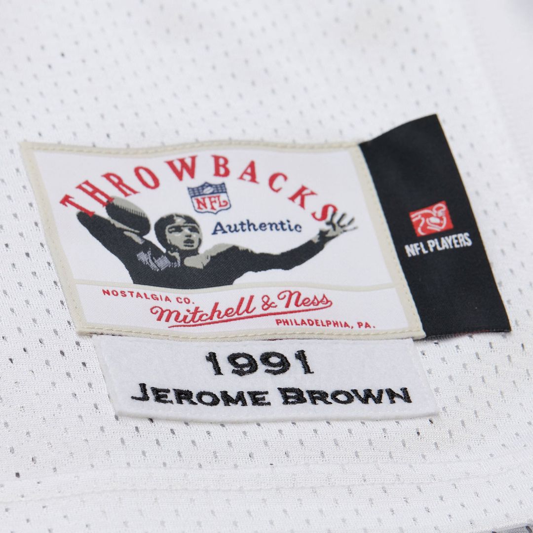 Men's Philadelphia Eagles Jerome Brown Mitchell & Ness White 1991 Authentic Throwback Retired Player Jersey