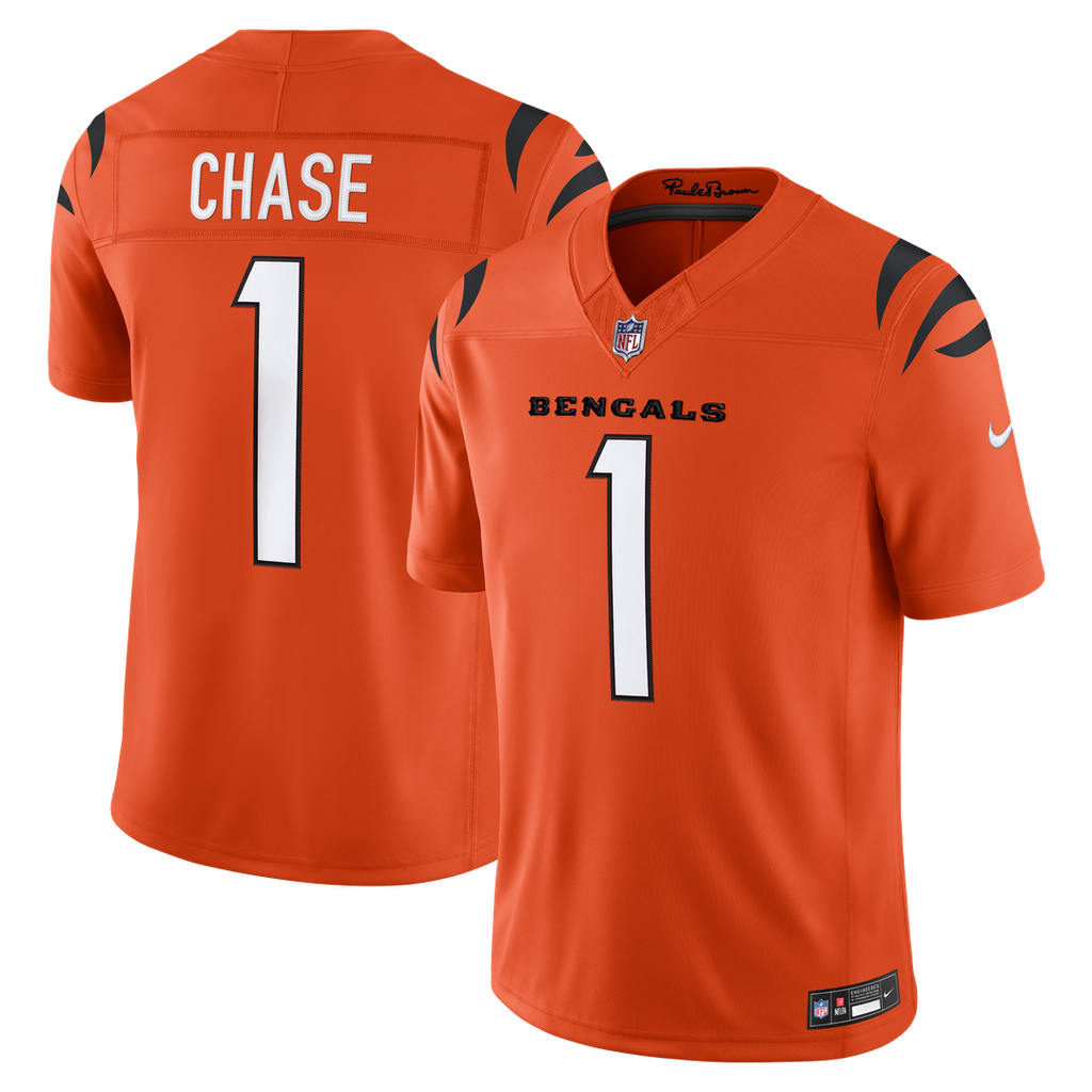 Men's Cincinnati Bengals Ja'Marr Chase Nike Orange Alternate Vapor F.U.S.E. Stitched Limited Jersey