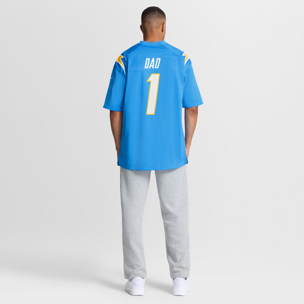 Men's Los Angeles Chargers Number 1 Dad Nike Powder Blue Game Jersey