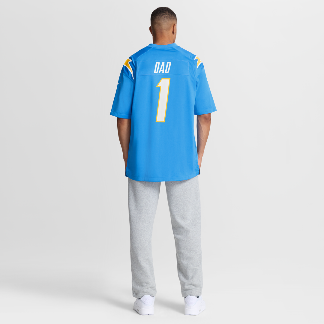 Men's Los Angeles Chargers Number 1 Dad Nike Powder Blue Game Jersey