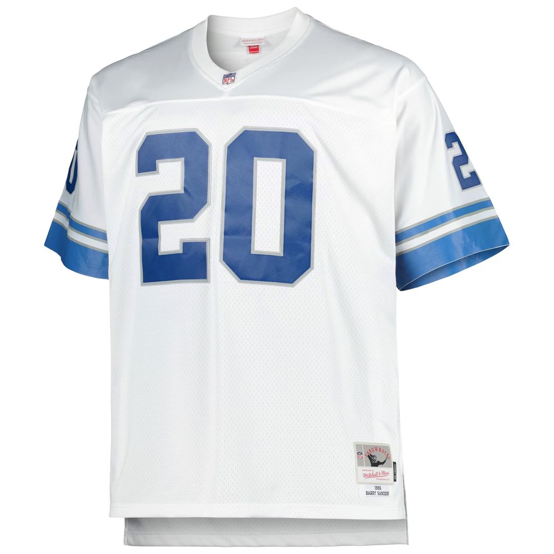 Men's Detroit Lions Barry Sanders Mitchell & Ness White Big & Tall 1996 Retired Player Replica Jersey