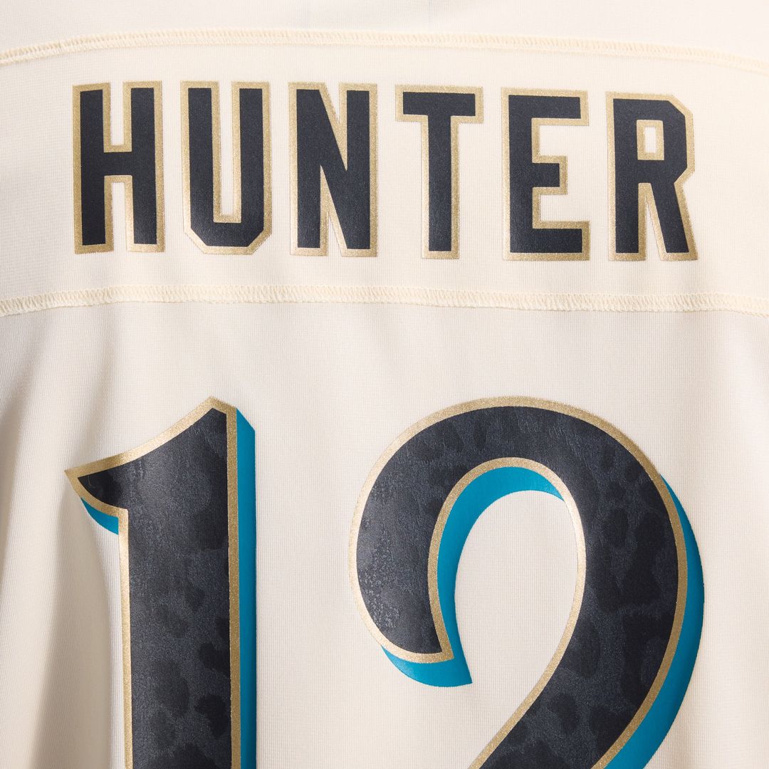 Men's Jacksonville Jaguars Travis Hunter Nike Natural 2026 Rivalries Collection Game Jersey