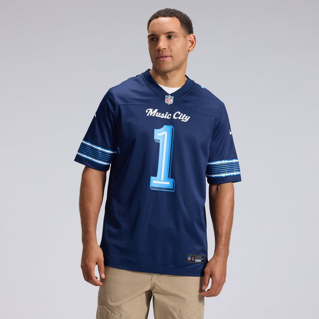 Men's Tennessee Titans Cameron Ward Nike Navy 2026 Rivalries Collection Game Jersey