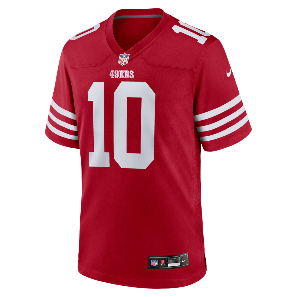 Men's San Francisco 49ers Mac Jones Nike  Scarlet Team Game Jersey
