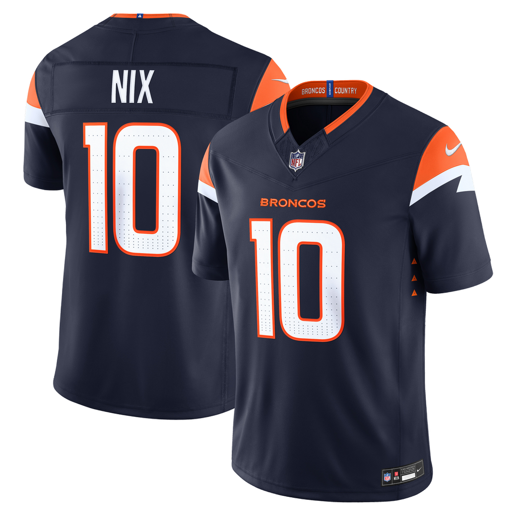 Men's Denver Broncos Bo Nix Nike White Vapor F.U.S.E. Stitched Limited Jersey