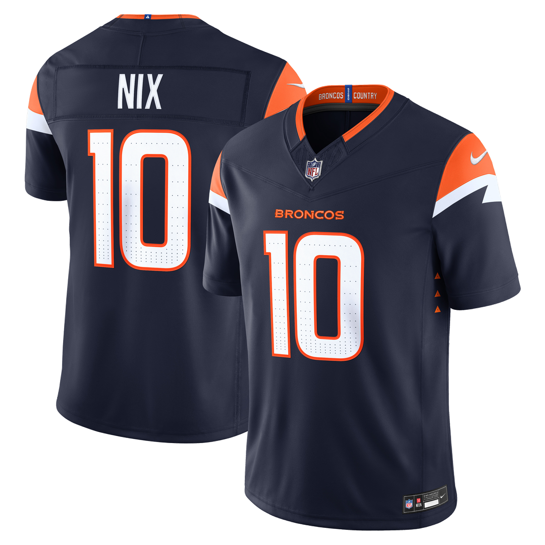 Men's Denver Broncos Bo Nix Nike White Vapor F.U.S.E. Stitched Limited Jersey