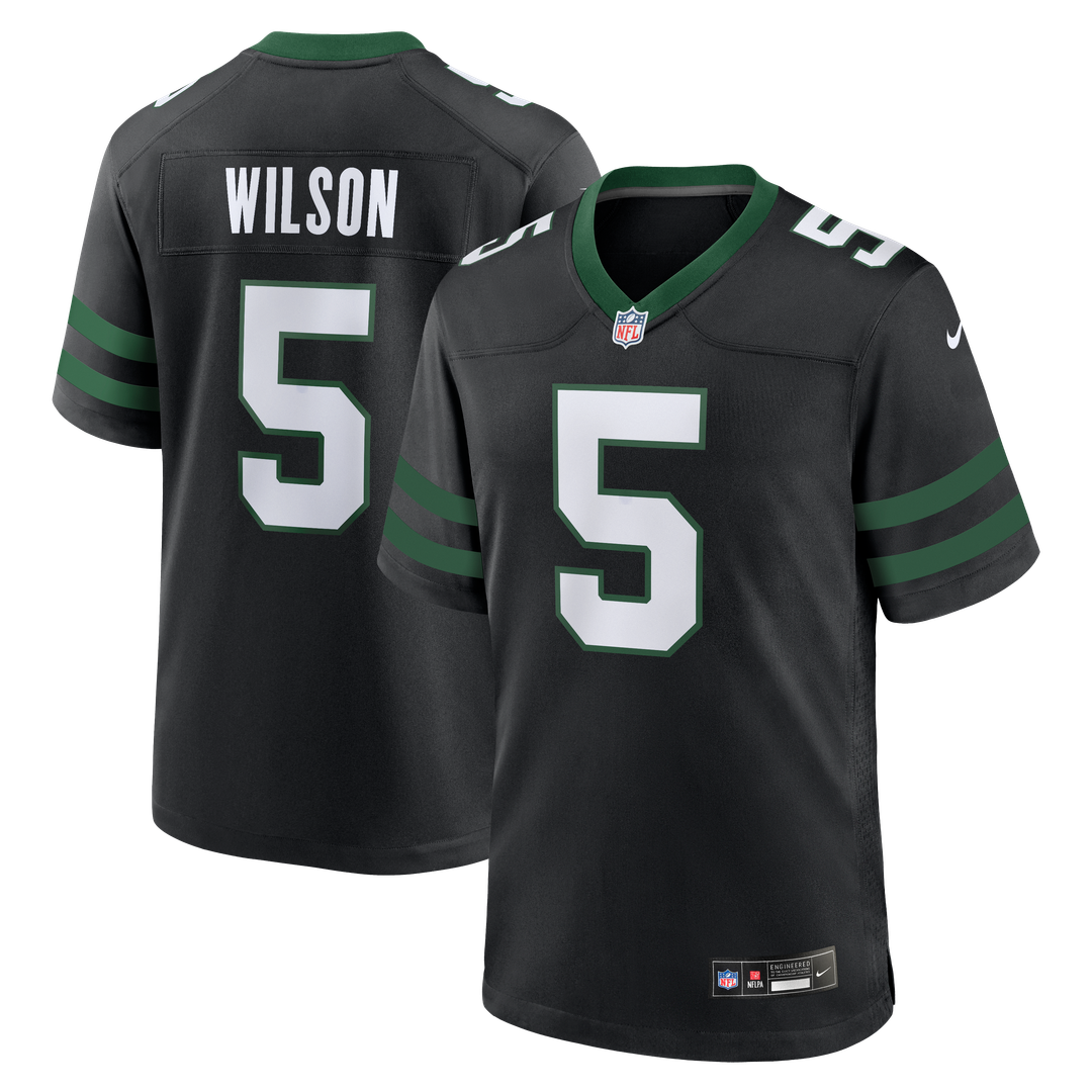 Men's New York Jets Garrett Wilson Nike Legacy Black Alternate Game Jersey