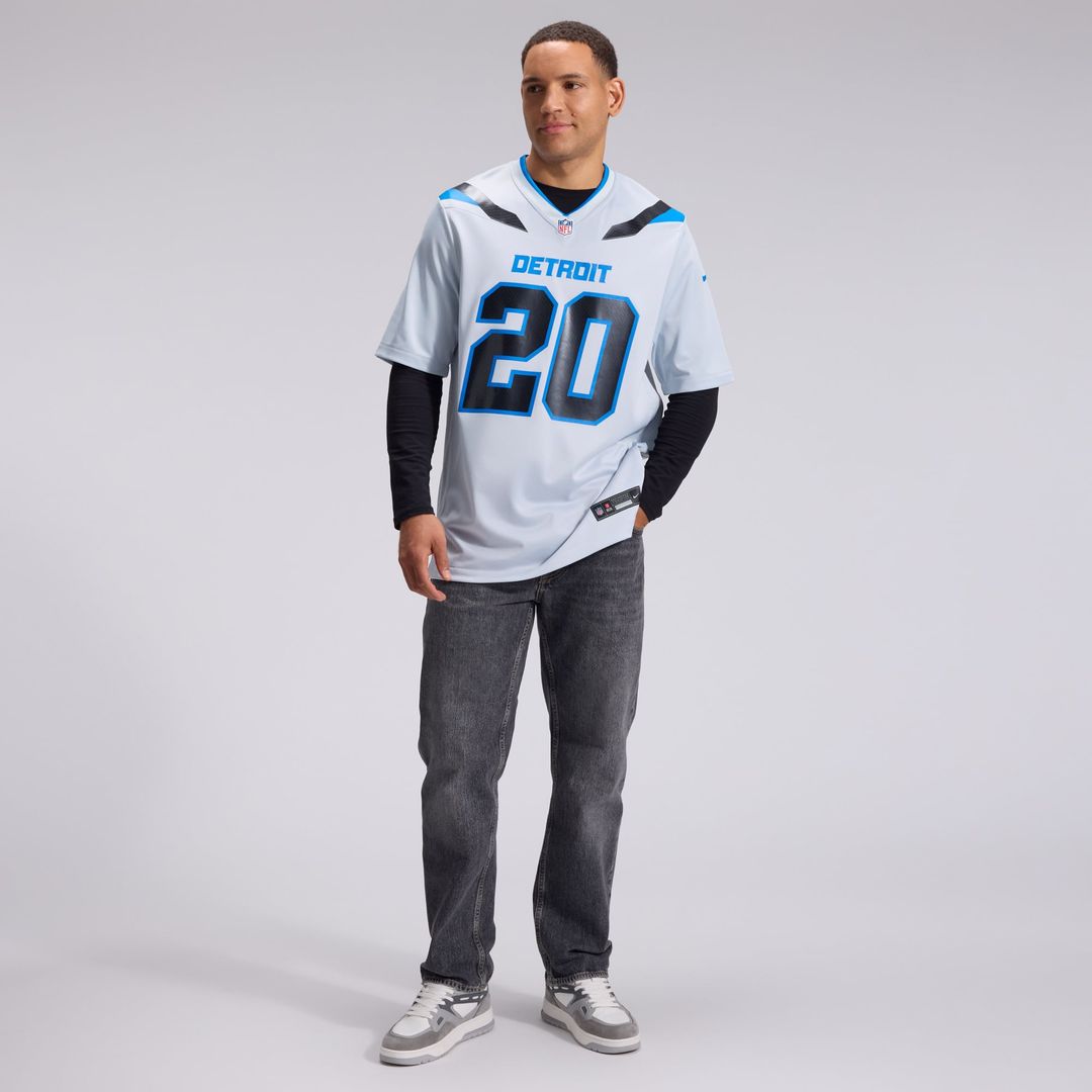 Men's Detroit Lions Barry Sanders Nike Silver 2026 Rivalries Collection Game Jersey
