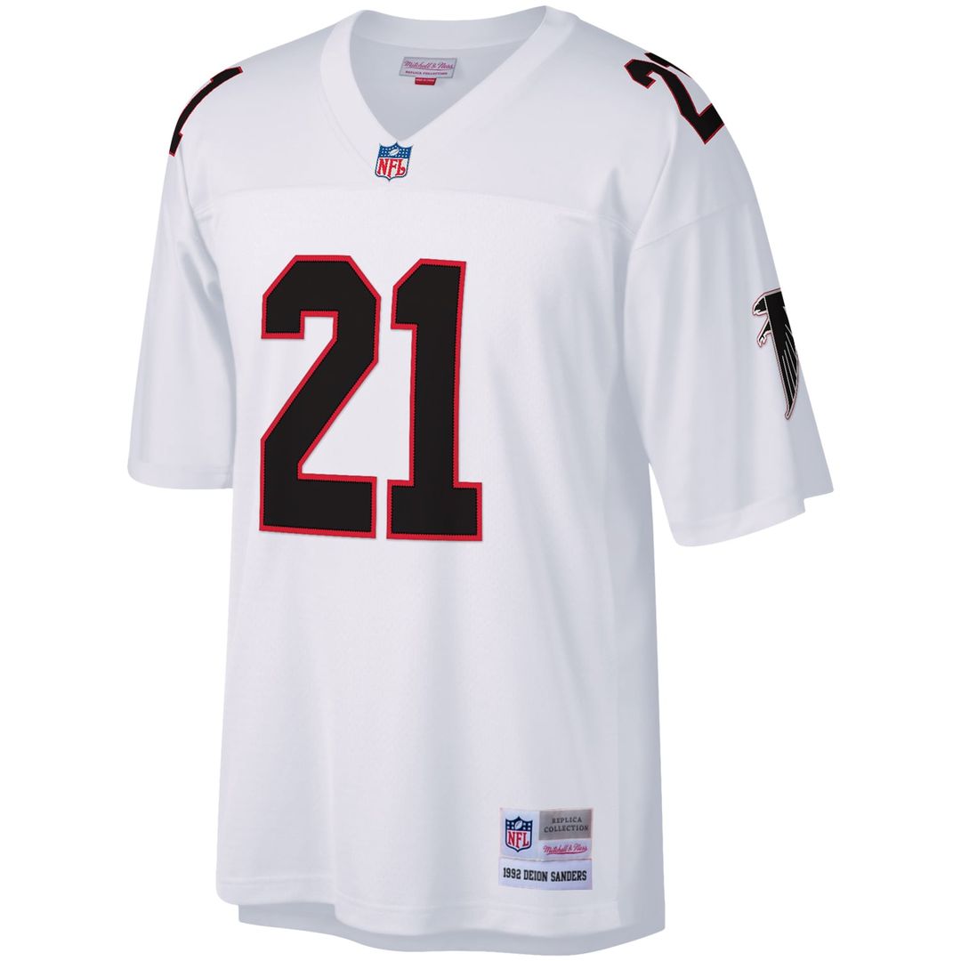 Men's Atlanta Falcons Deion Sanders Mitchell & Ness White Legacy Replica Jersey